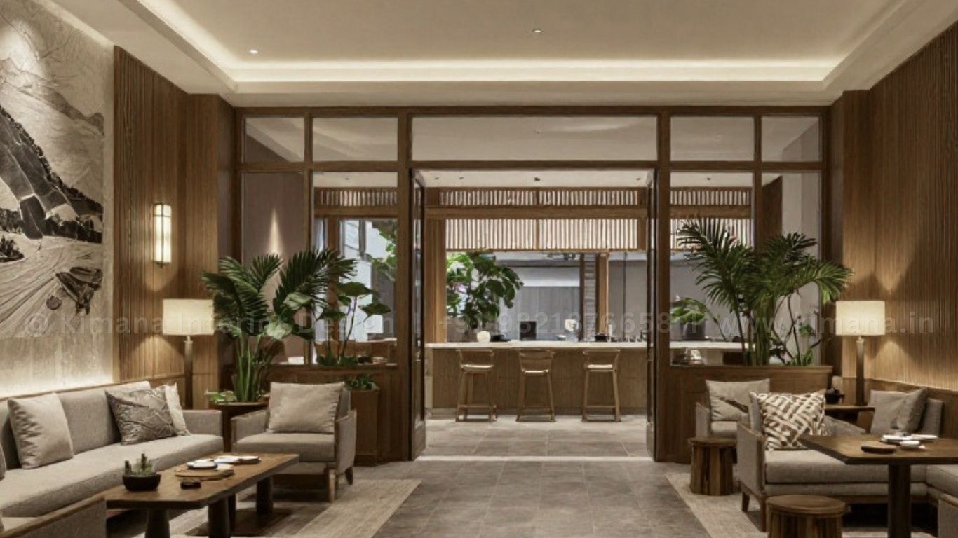 Boutique hotel interior design with elegant decor and luxury hospitality aesthetics