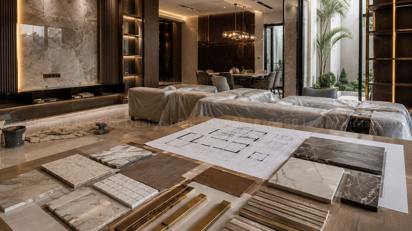 Interior project management team supervising luxury residential execution