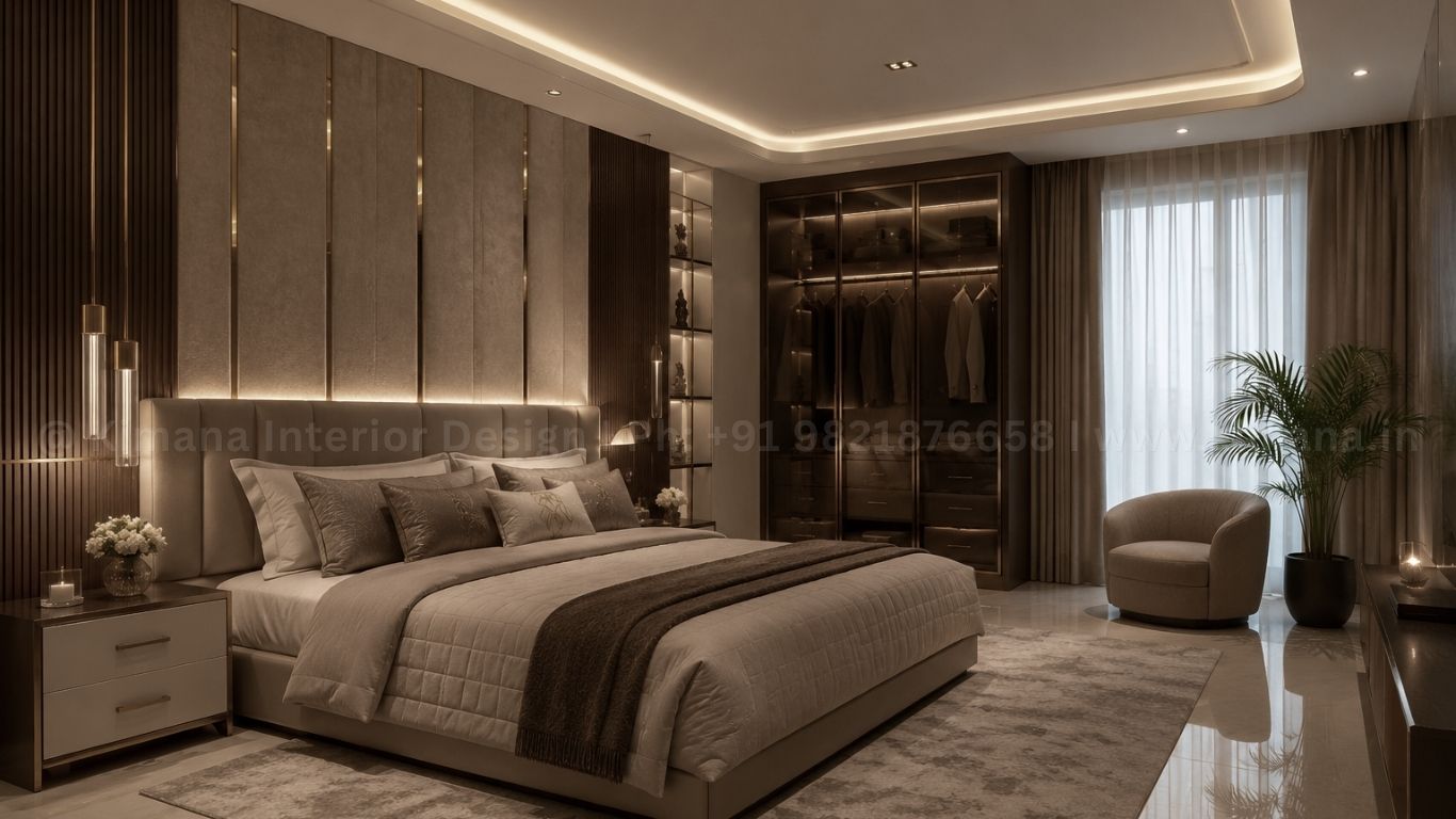 Luxury bedroom interior project completed with professional project management